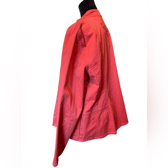 Chico’s Plus Size Denim Boho Eclectic Rhinestone Bedazzled Floral Zip Up Jacket - Picture 5 of 9